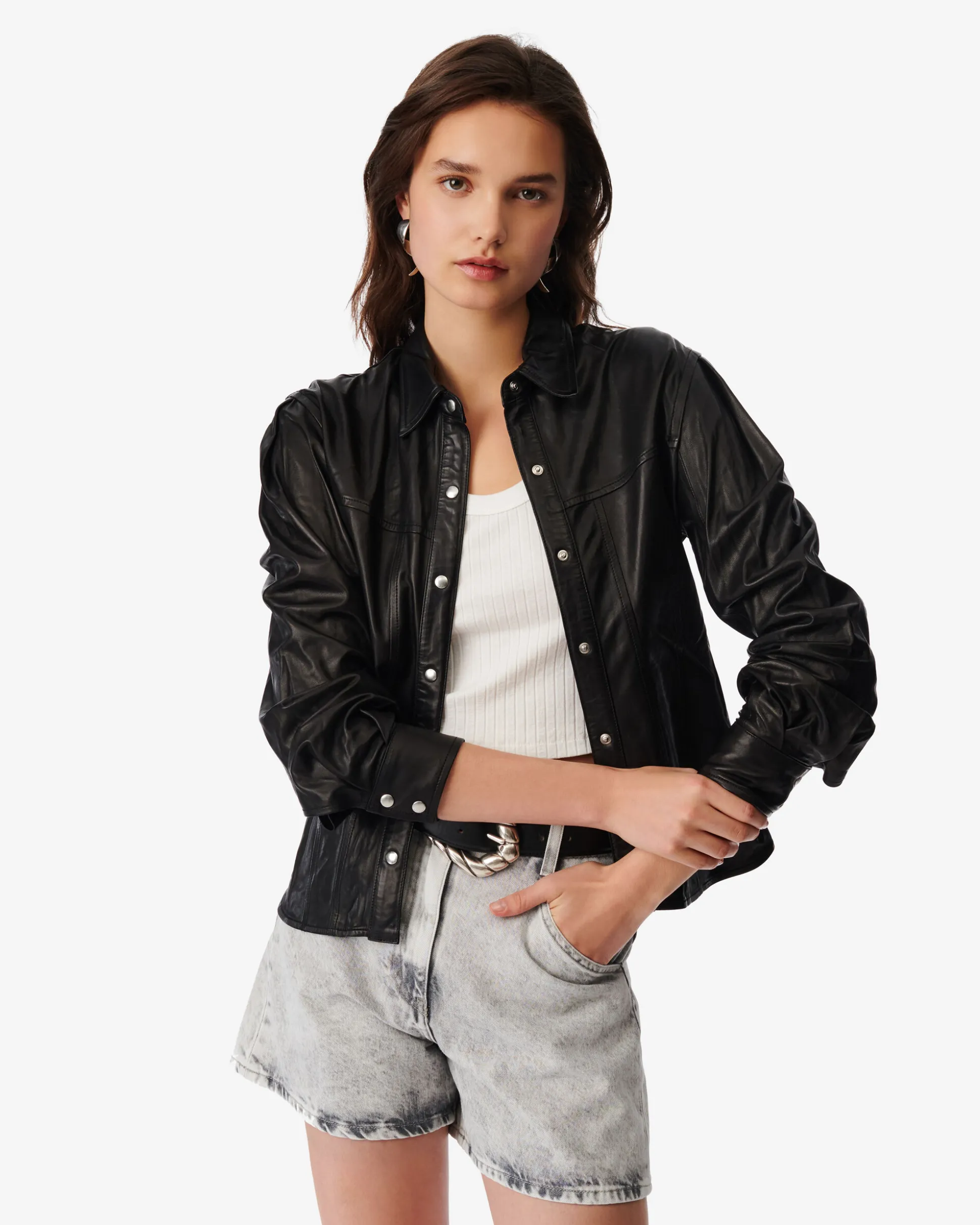 Chemise Ajustee En Cuir Nuru