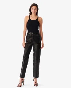 Pantalon Droit En Cuir Hazel