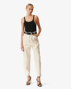 Pantalon Droit En Cuir Hazel