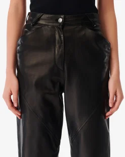 Pantalon Droit En Cuir Hazel