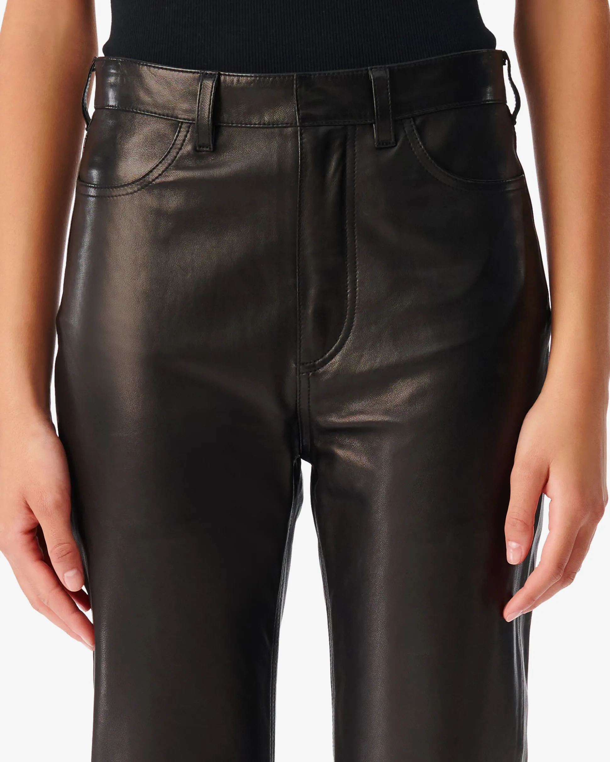 Pantalon Droit En Cuir Jalil