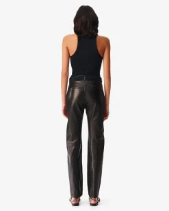 Pantalon Droit En Cuir Jalil