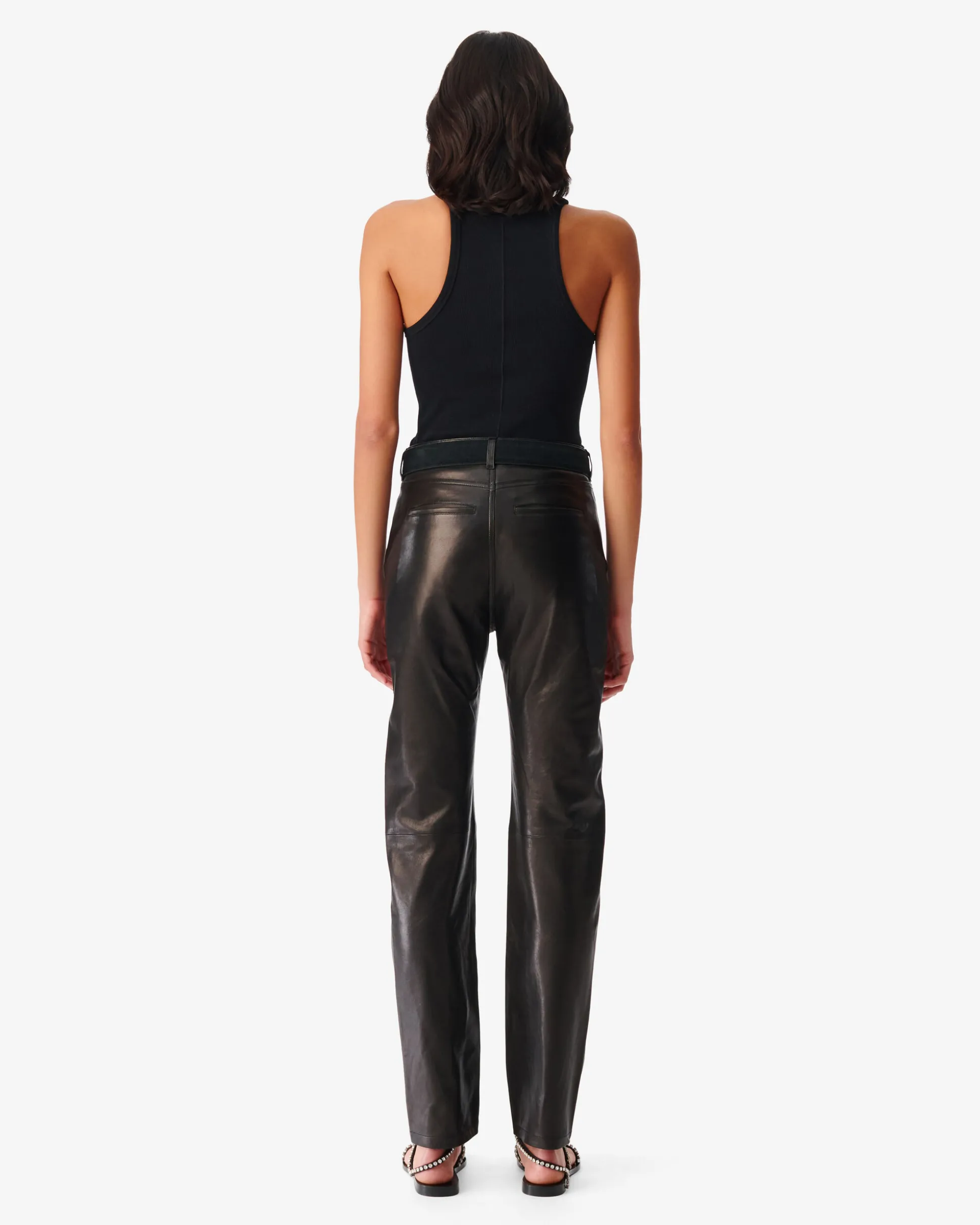 Pantalon Droit En Cuir Jalil