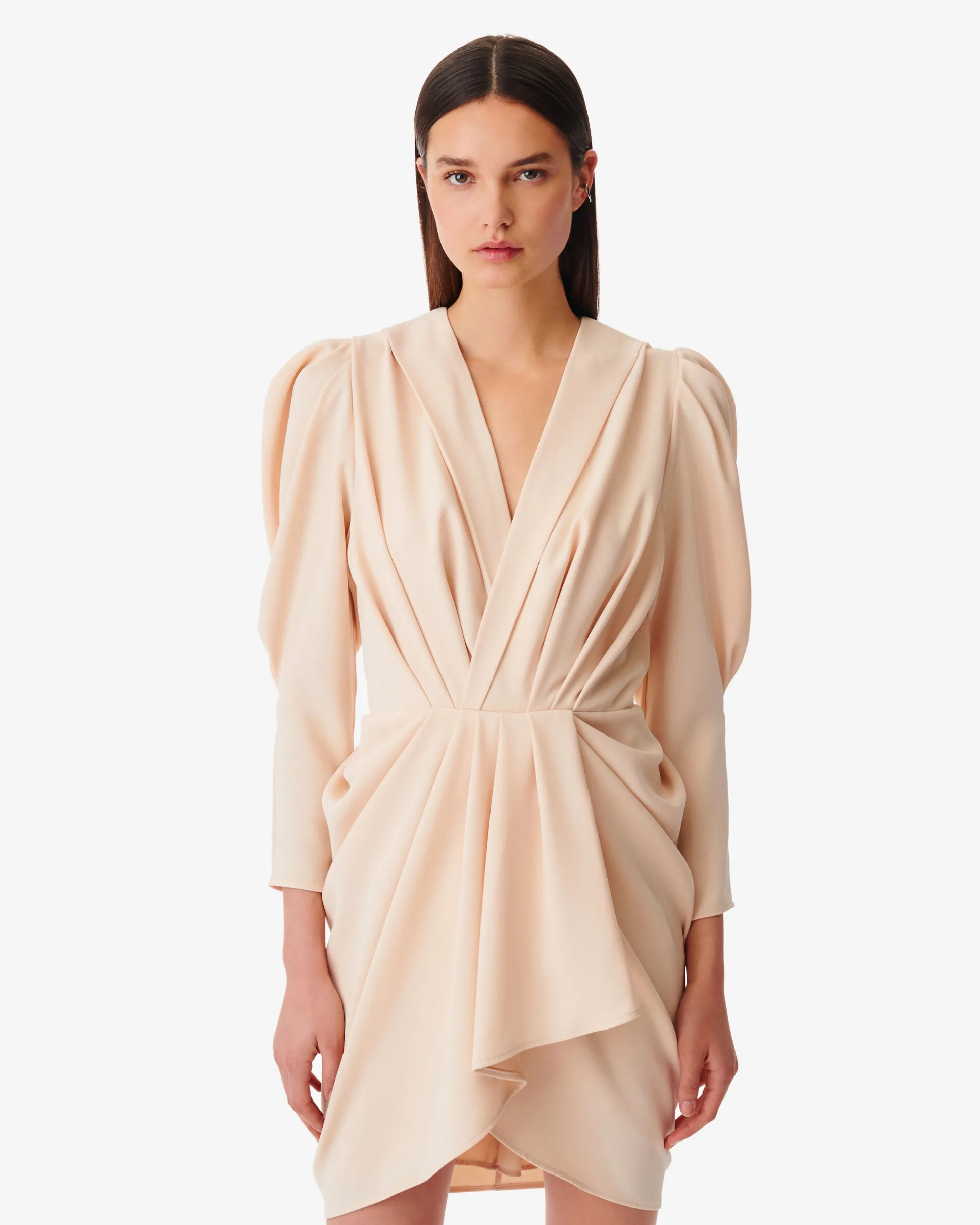 Robe Courte A Plis Col V Kalea