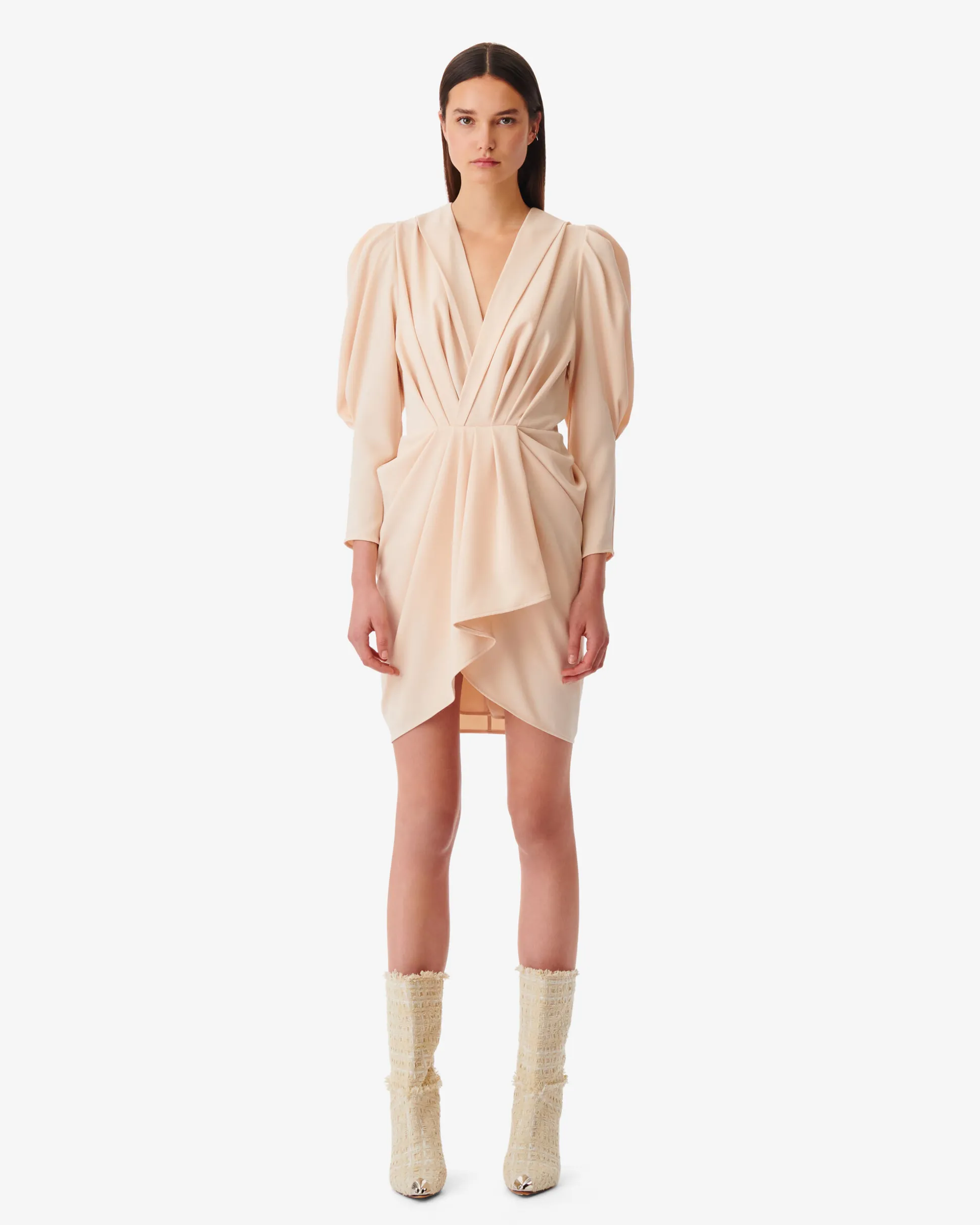 Robe Courte A Plis Col V Kalea