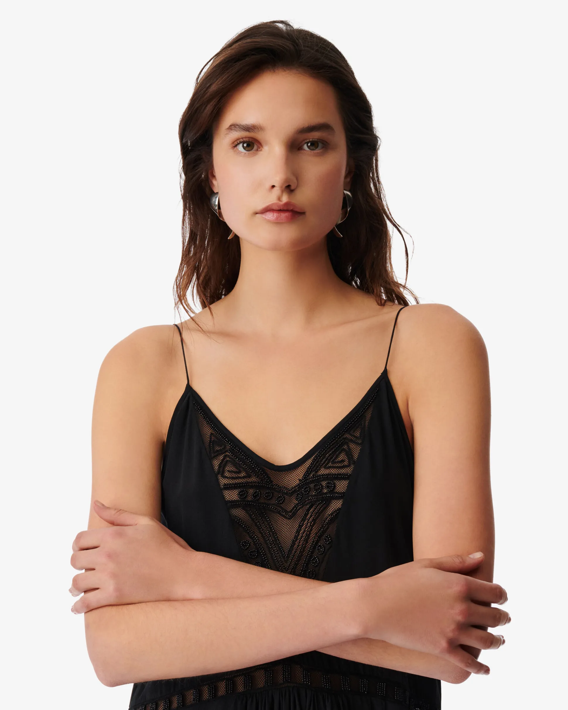 Robe Longue Brodee De Perles Cliff