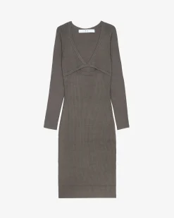 Robe Midi Cotelee Col V Eugenia