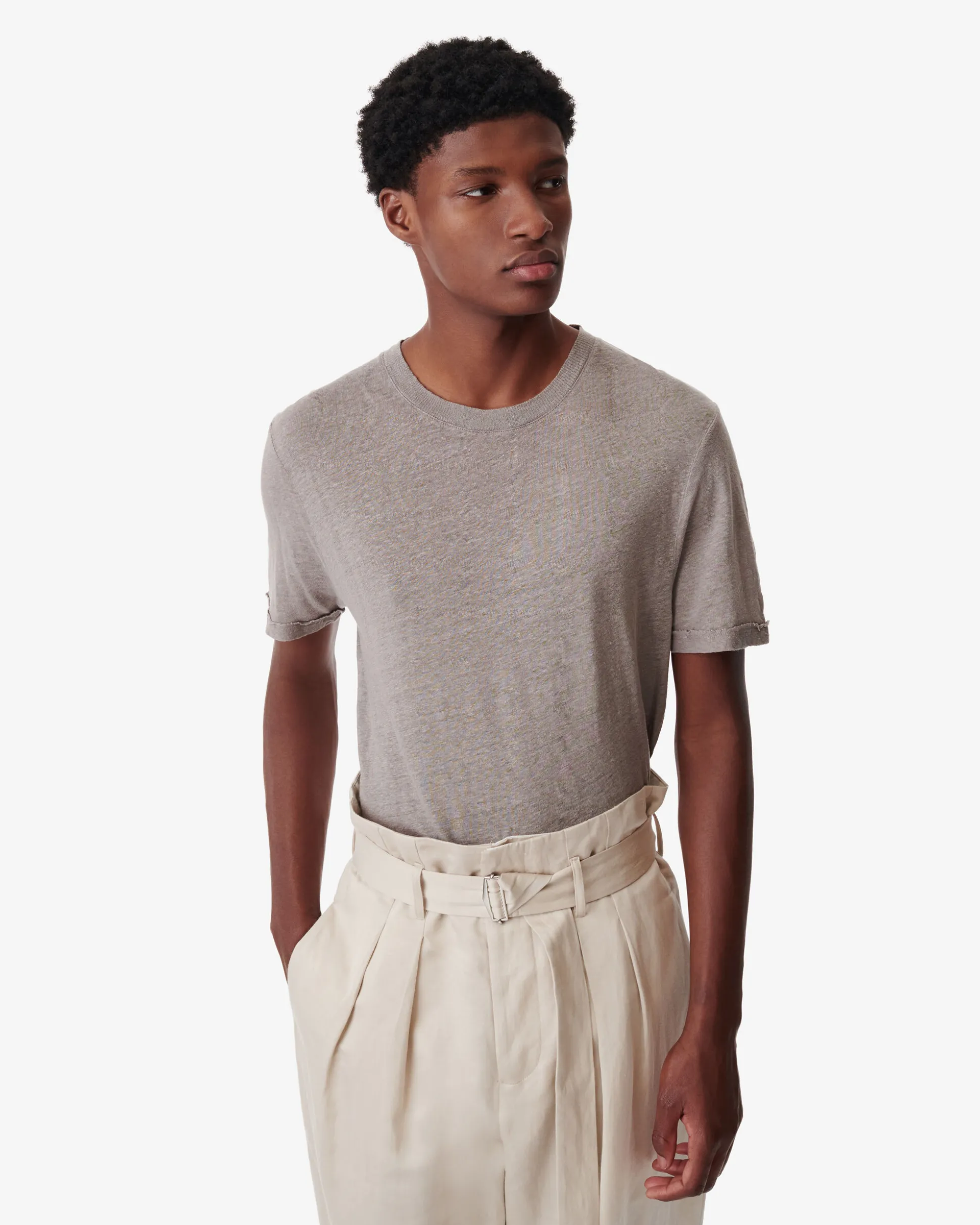 T-Shirt En Lin Col Rond Turi