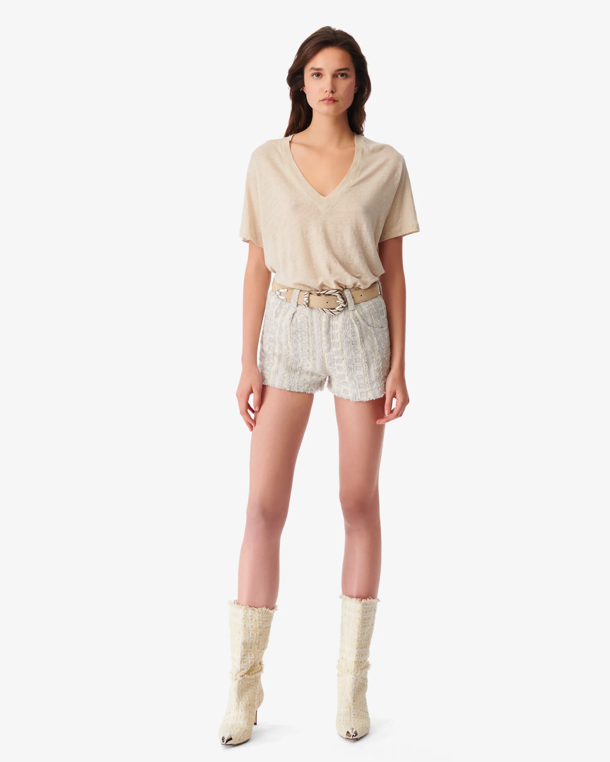 T-Shirt En Lin Col V Jeyla