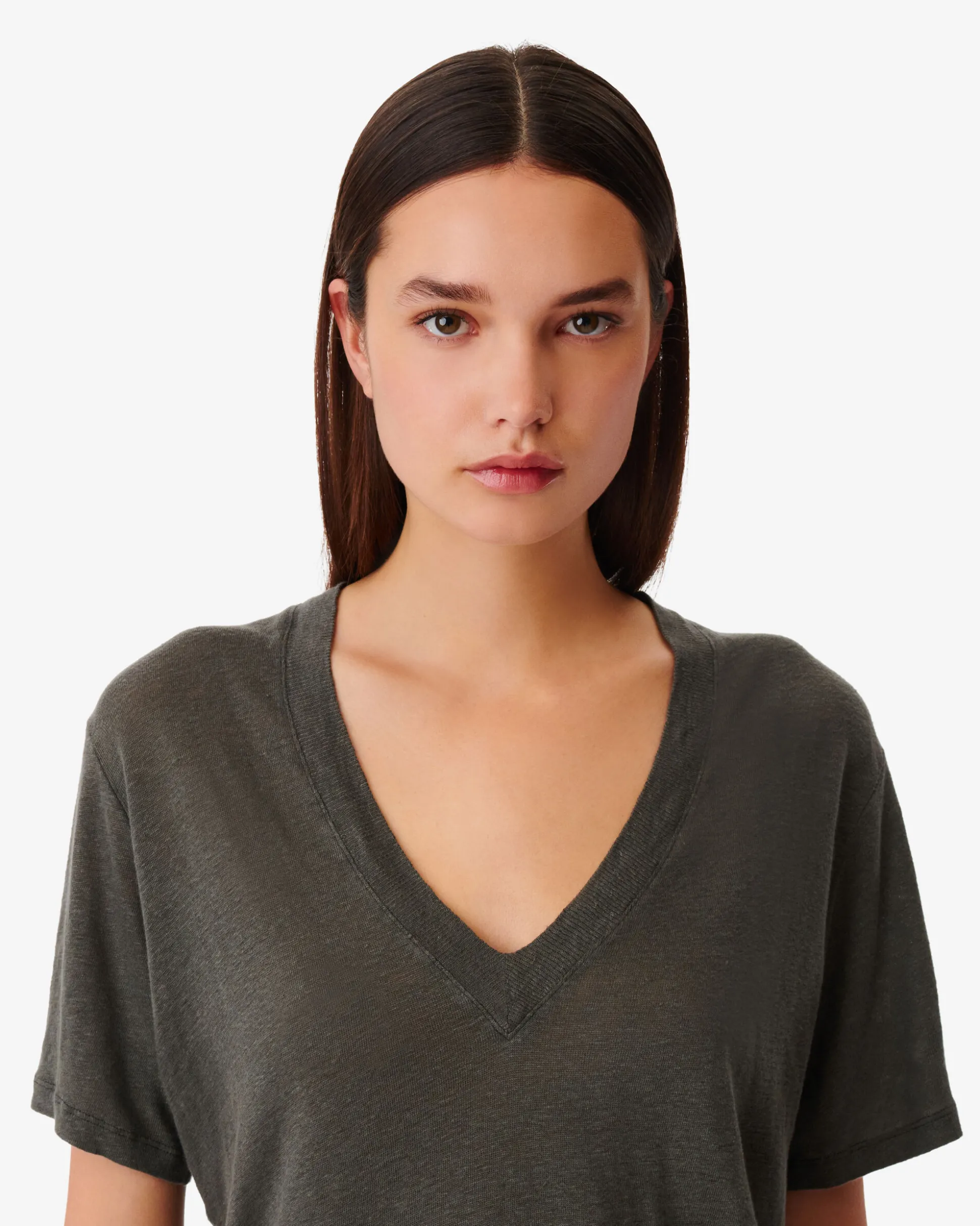 T-Shirt En Lin Col V Jeyla