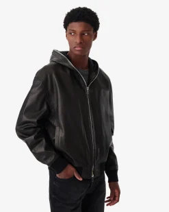 Veste A Capuche En Cuir Perfore Prane