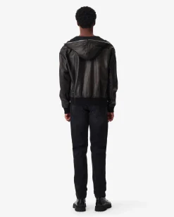 Veste A Capuche En Cuir Perfore Prane